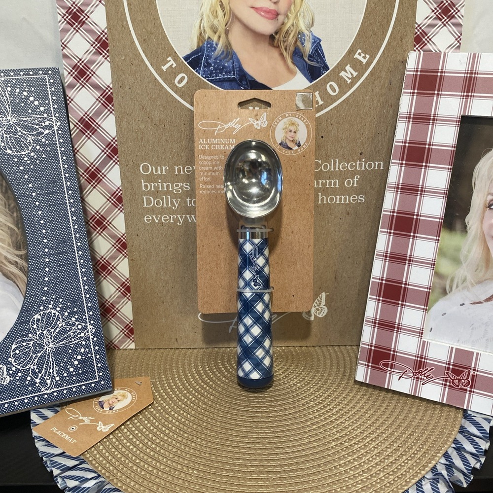 Dolly Parton Aluminum Ice Cream‎ Scoop Blue White Checkered Plaid 5317396 NEW